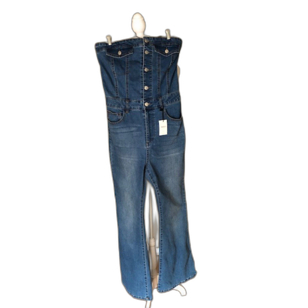 NWT Forever 21 Retro Denim Jumpsuit